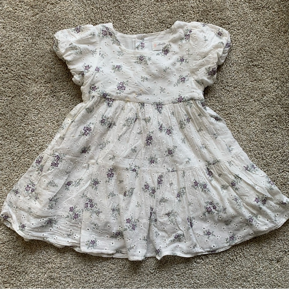 SweetHoney 4t Floral White and Purple Kids Dress